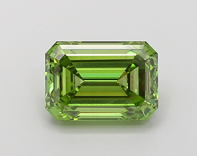 2.06 CT Green Emerald Cut Lab Grown Diamond For Engagement Ring - IGI Certified