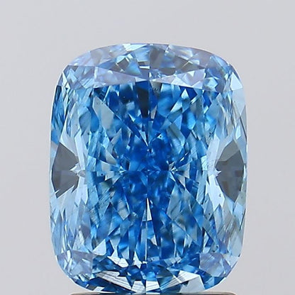 2.11 CT Blue Cushion Cut Lab Grown Diamond For Engagement Ring - IGI Certified