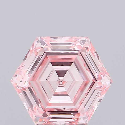 2.50 CT Pink Hexagon Cut Lab Grown Diamond For Engagement Ring - IGI Certified