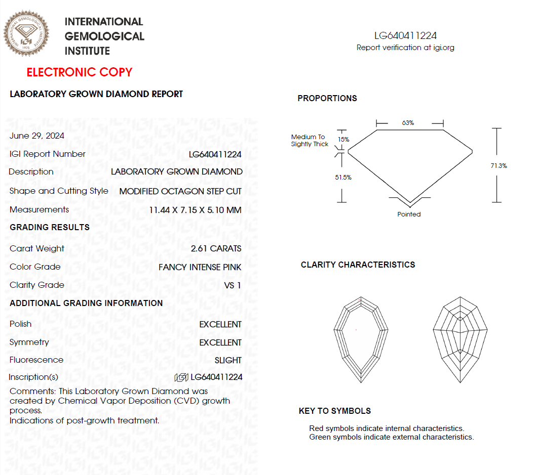 IGI Certified 2.61 CT Unique Pink Lab Grown Diamond For Engagement Ring