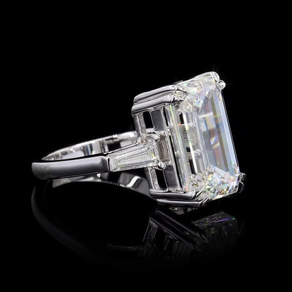 5 CT Emerald Cut Three Stone Lab Grown Diamond 14Kt white Gold  Engagement Ring