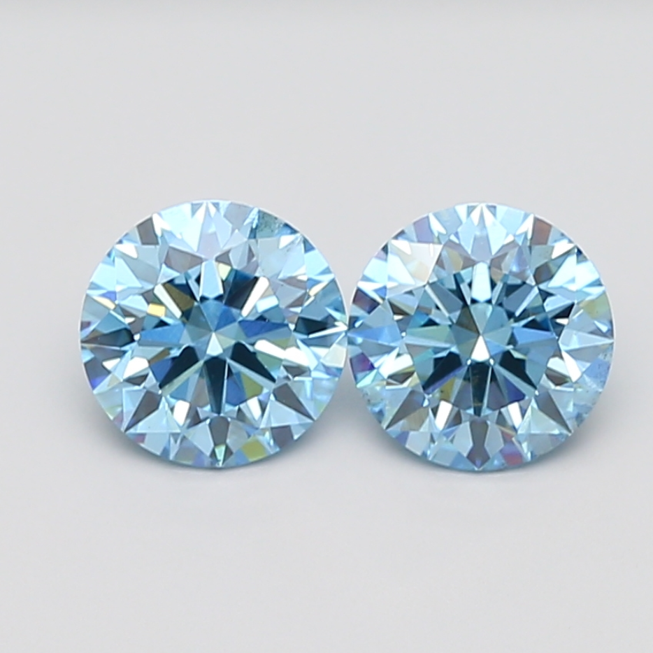 2 CT Blue Round Lab Grown Diamond Pair for Earrings | Best for Anniversary Gift | Diamond for Engagement Ring or Necklace