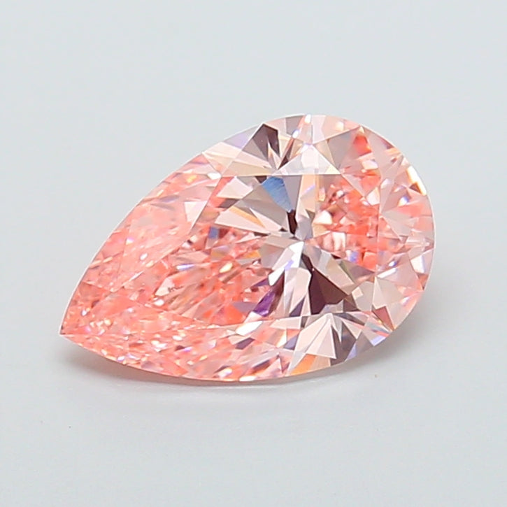 3 CT Vivid Pink Pear Lab Grown Diamond For Engagement Ring - IGI Certified