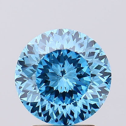 3.07 CT Blue Antique Round Lab Grown Diamond For Engagement Ring - IGI Certified