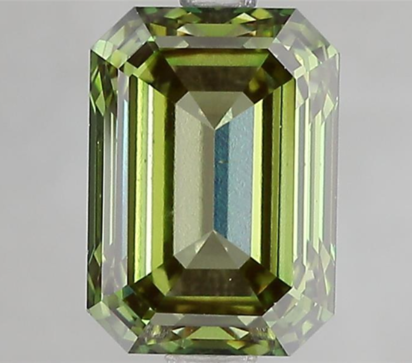 3.11 CT Green Emerald Cut Lab Grown Diamond For Engagement Ring - VVS2