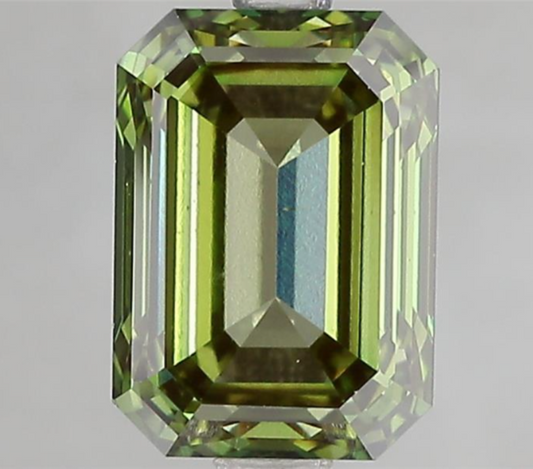 3.11 CT Green Emerald Cut Lab Grown Diamond For Engagement Ring - VVS2