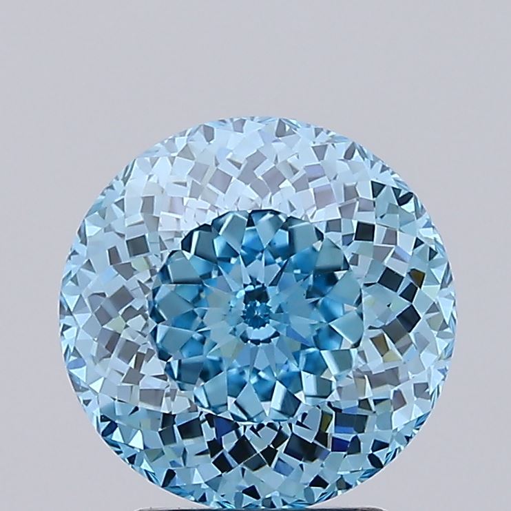 3.21 CT Blue Antique Round Lab Grown Diamond For Engagement Ring - IGI Certified