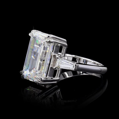 5 CT Emerald Cut Three Stone Lab Grown Diamond 14Kt white Gold  Engagement Ring