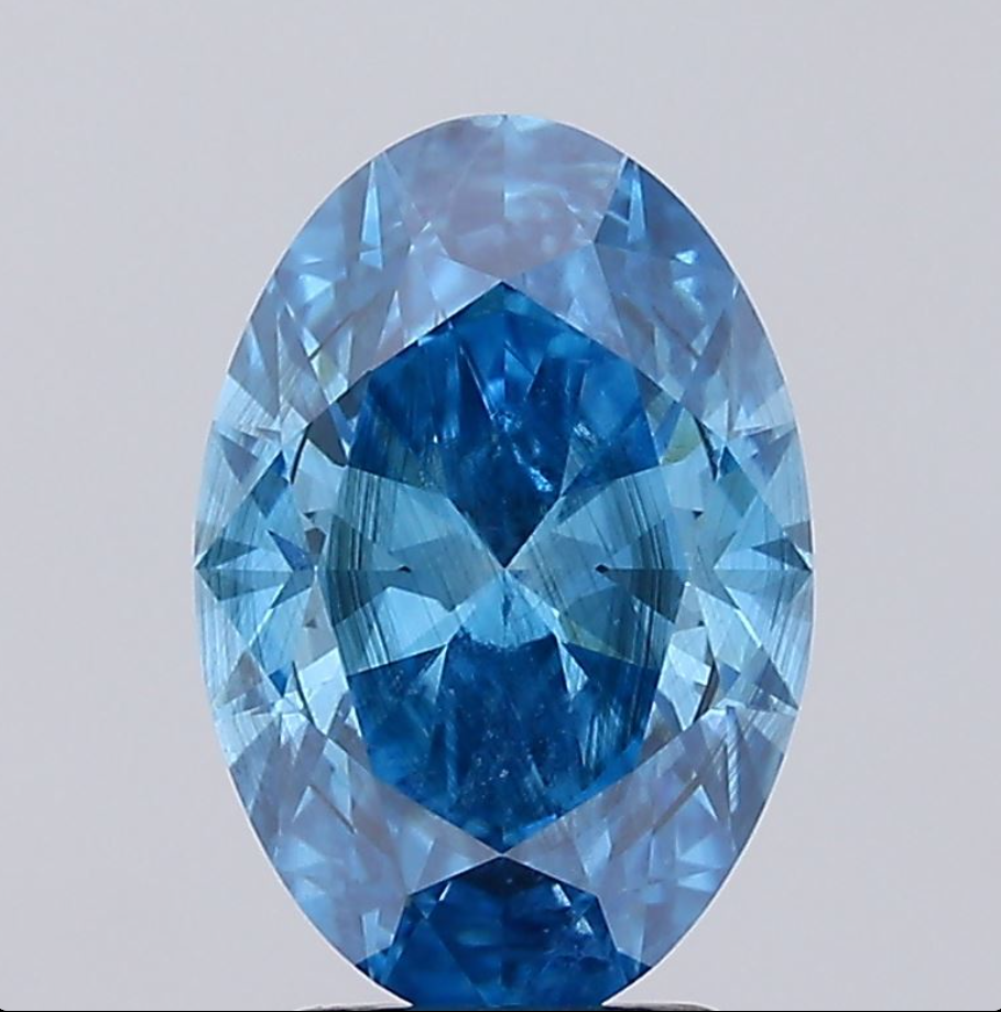 3 CT Oval Vivid Blue Lab Grown Diamond For Engagement Ring