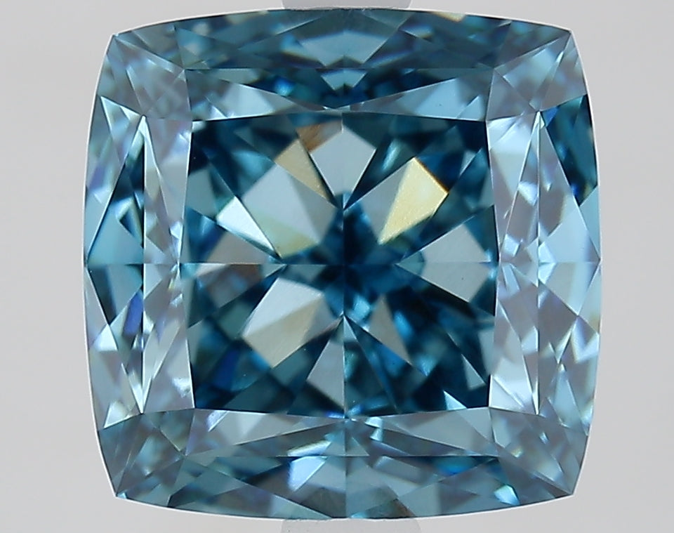 3.54 CT Vivid Blue Cushion Cut Lab Created Diamond For Engagement Ring | IGI Certified