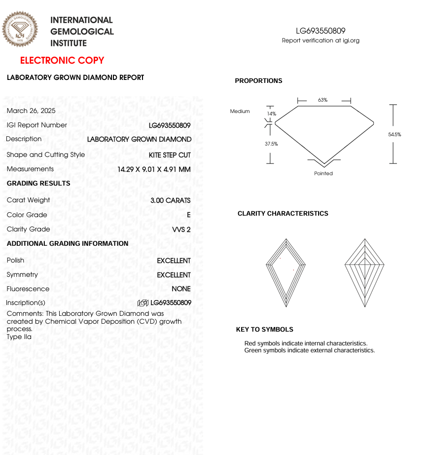 3 CT Kite Step Cut Lab Grown Diamond | IGI Certified | Diamond for Jewelry | Best for Anniversary Gift or Birthday Gift