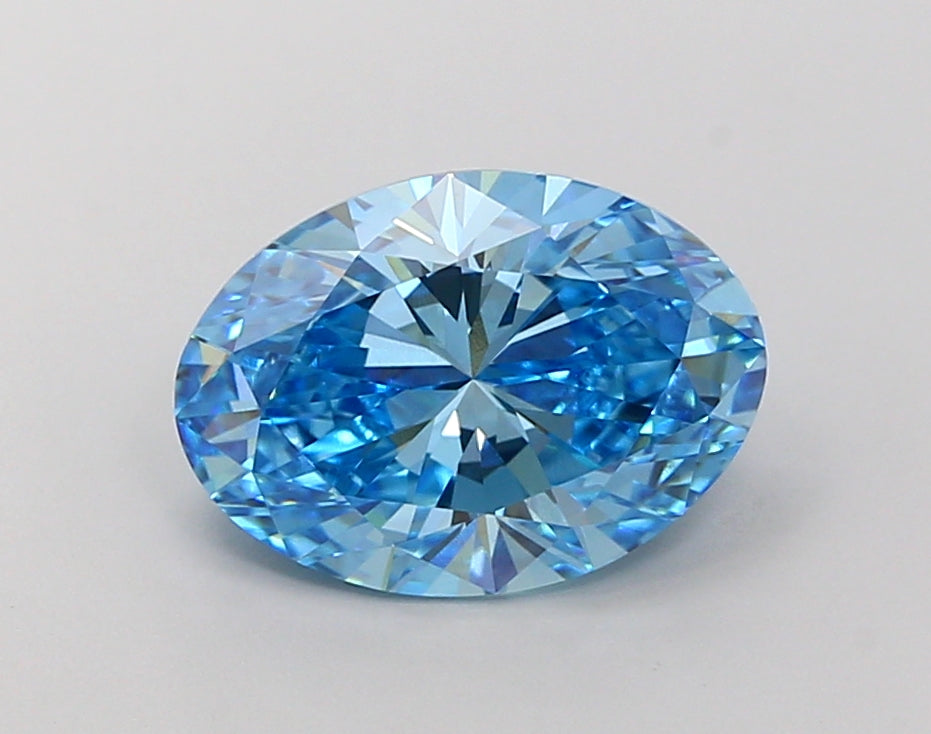 IGI Certified 3 CT Oval Vivid Blue CVD Diamond For Engagement Ring | Anniversary Gift