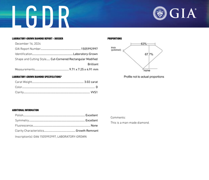 3 CT Radiant Cut Lab Grown Diamond for Anniversary Gift | GIA Certified | Best Diamond for Special Occasion