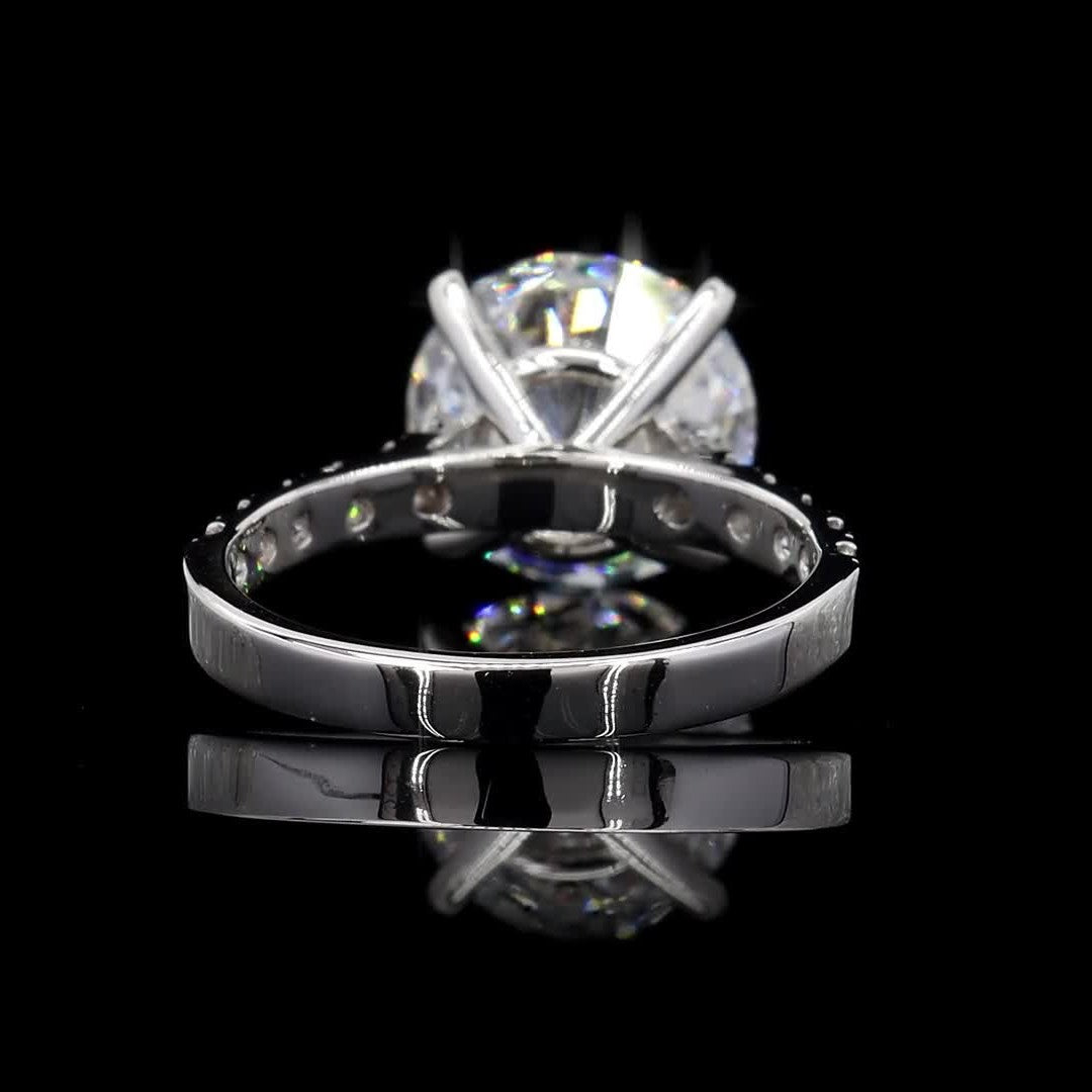 3 CT Round Diamond Pave Band 18k White Gold Engagement Ring