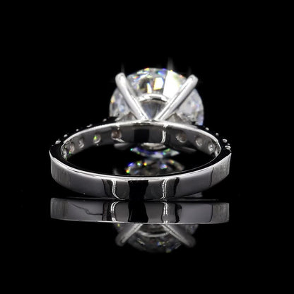 3 CT Round Diamond Pave Band 18k White Gold Engagement Ring