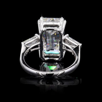 5 CT Emerald Cut Three Stone Lab Grown Diamond 14Kt white Gold  Engagement Ring