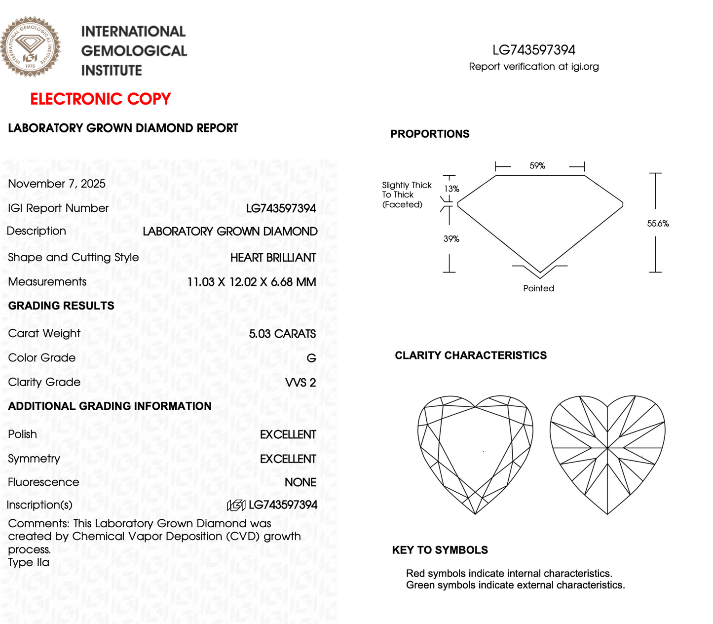 5 CT Heart Cut Lab Grown Diamond For Engagement Ring