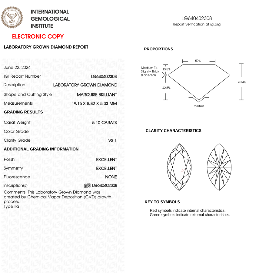 5 CT Marquise Lab Grown Diamond for Anniversary Gift | IGI Certified | Best for Necklace or Earrings | Gift for Wife
