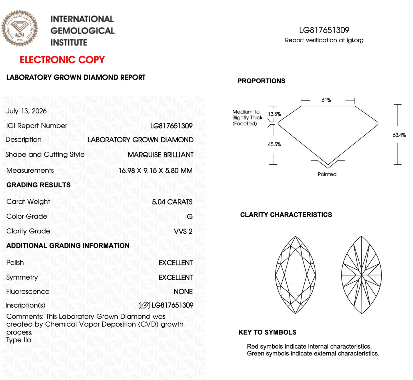 5 CT Marquise Cut Lab Grown Diamond For Engagement Ring