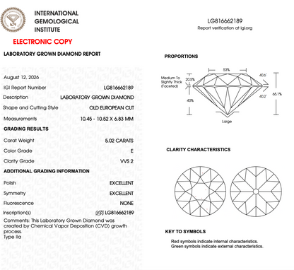 5 CT Oldmine Lab Grown Diamond For Engagement Ring
