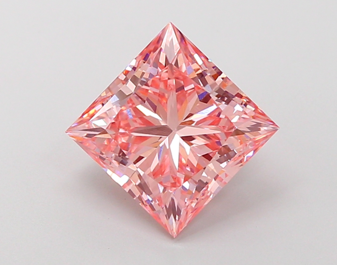 3 CT Pink Princess Cut Lab Grown Diamond for Engagement Ring | IGI Certified | Diamond for Anniversary Gift or Wedding Gift