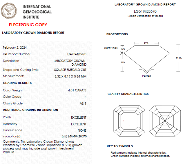 4 CT Asscher Cut Lab Grown Diamond For Engagement Ring