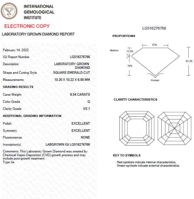 6.50 CT Asscher Cut Lab Grown Diamond For Engagement Ring