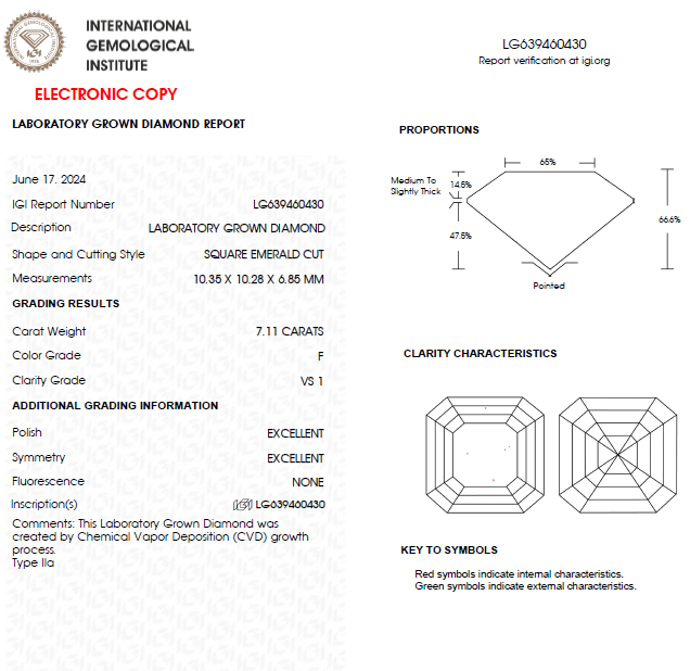 7 CT Asscher Cut Lab Grown Diamond For Engagement Ring