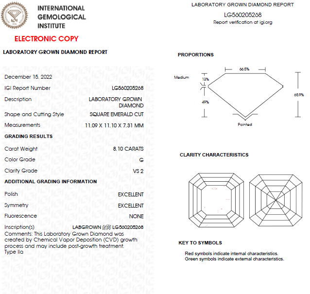 8 CT Asscher Cut Lab Grown Diamond For Engagement Ring