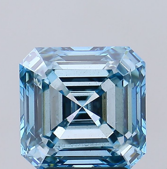 3 CT Asscher Cut Vivid Blue Lab Grown Diamond For Engagement Ring