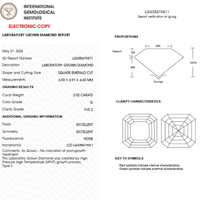 2 CT Asscher Cut Lab Grown Diamond For Engagement Ring