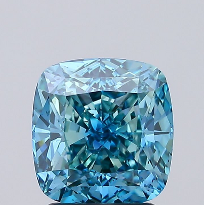 2 CT Blue Cushion Cut Lab Grown Diamond For Engagement Ring