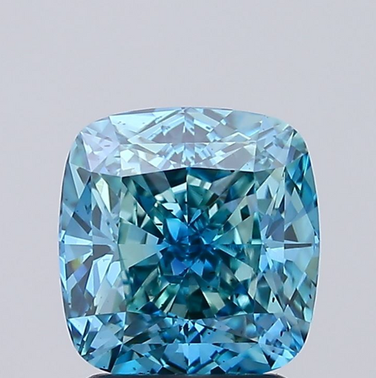 2 CT Blue Cushion Cut Lab Grown Diamond For Engagement Ring