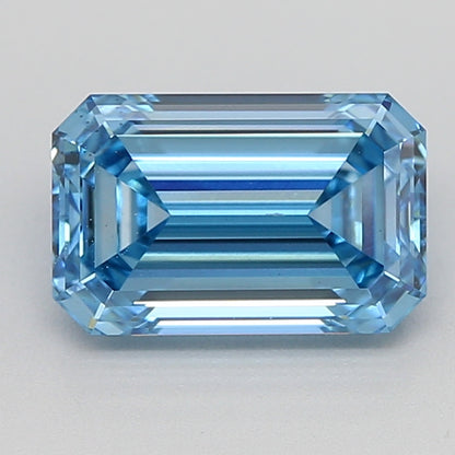 1 CT Fancy Vivid Blue Emerald Cut Lab Grown Diamond For Engagement Ring