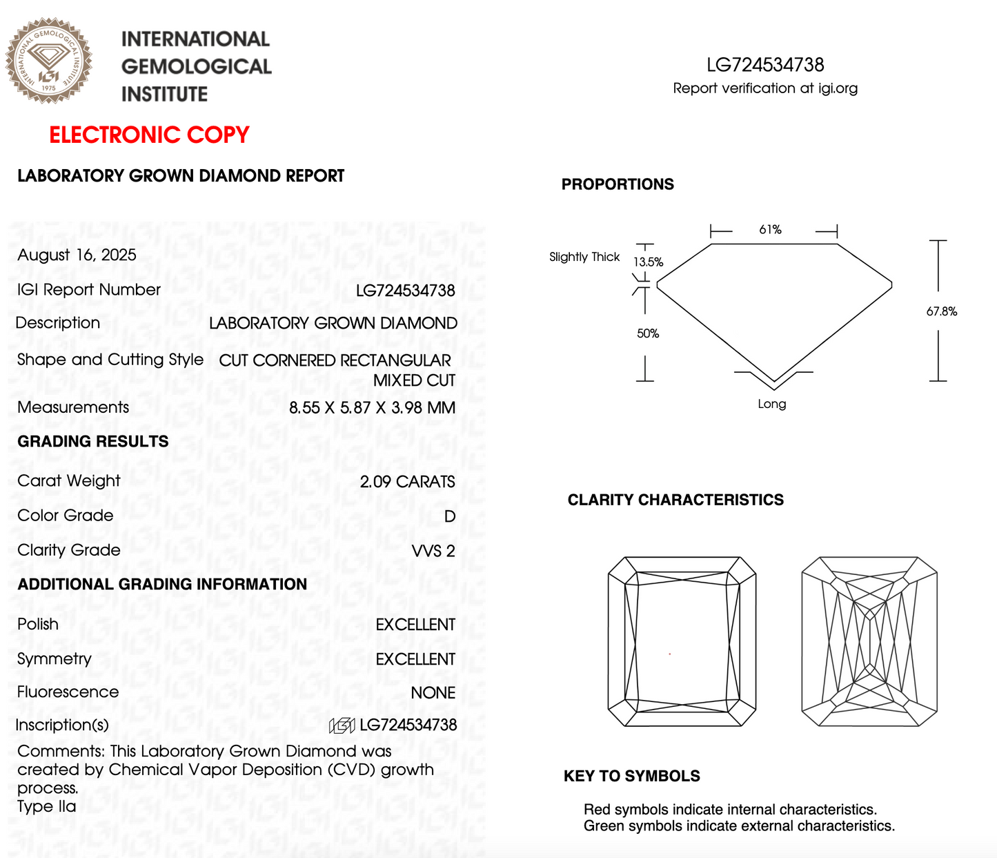 2 CT Criss Cut Lab Grown Diamond For Engagement Ring