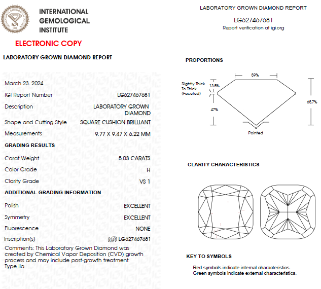 5 CT Cushion Cut Diamond For Engagement Ring