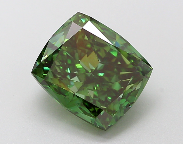 3 CT Cushion Cut Vivid Green Lab Grown Diamond For Engagement Ring