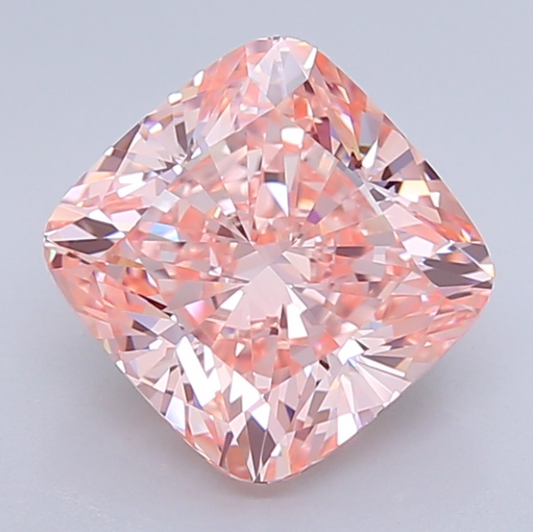 3 CT Cushion Cut Vivid Pink Lab Grown Diamond For Engagement Ring