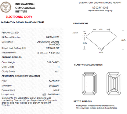 5 CT Emerald Cut Lab Grown Diamond For Engagement Ring