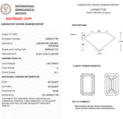 7 CT Emerald Cut Lab Grown Diamond For Engagement Ring