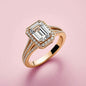 Emerald Cut Diamond Halo Pave Engagement Ring