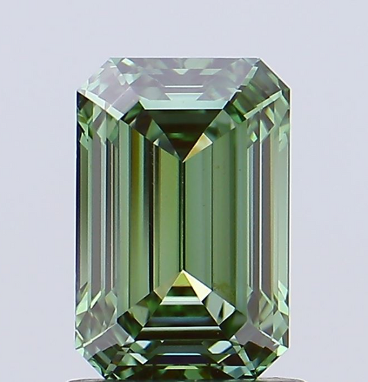 Loose 1 Carat Emerald Cut Vivid Green Lab Grown Diamond For Engagement Ring