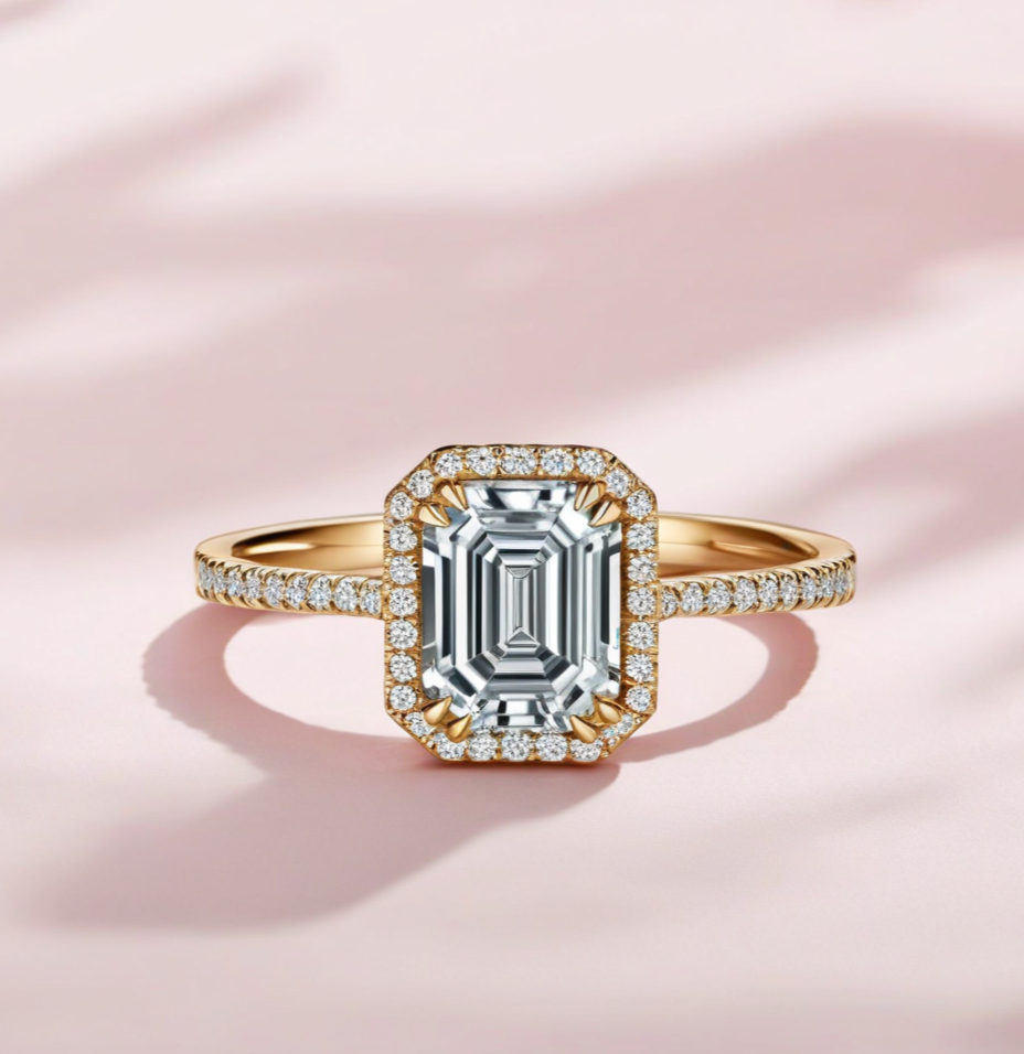 5 CT Emerald Cut Lab Grown Diamond Engagement Ring