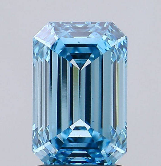 2 CT Emerald Cut Vivid Blue Lab Grown Diamond For Engagement Ring