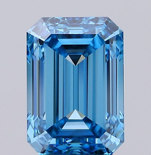 3 CT Emerald Cut Vivid Blue Lab Grown Diamond For Engagement Ring