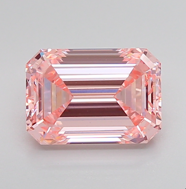 3 CT Emerald Cut Intense Pink Lab Grown Diamond For Engagement Ring