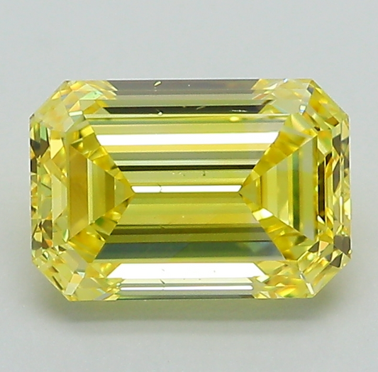 2 CT Emerald Cut Vivid Yellow Lab Grown Diamond For Engagement Ring