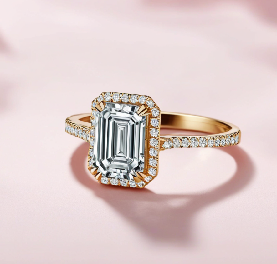 5 CT Emerald Cut Lab Grown Diamond Engagement Ring