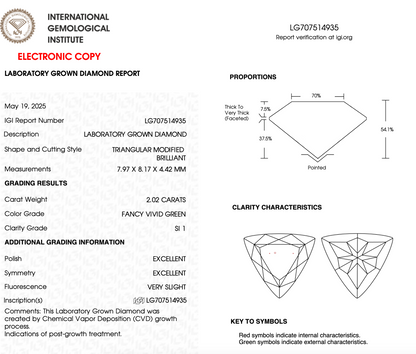 2CT Triangle Cut Lab Grown Diamond For Engagement Ring