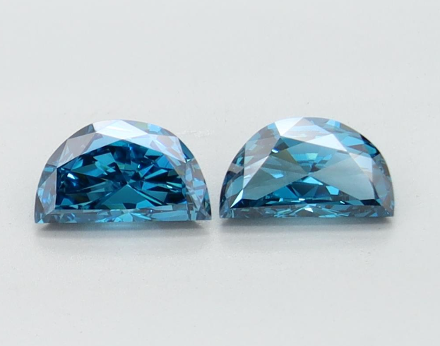 Half Moon Cut Blue Lab Grown Diamond Pair For Earring